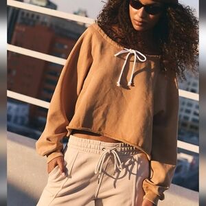 FP Movement by Free People For The Win Off The Shoulder Sweatshirt in Camel